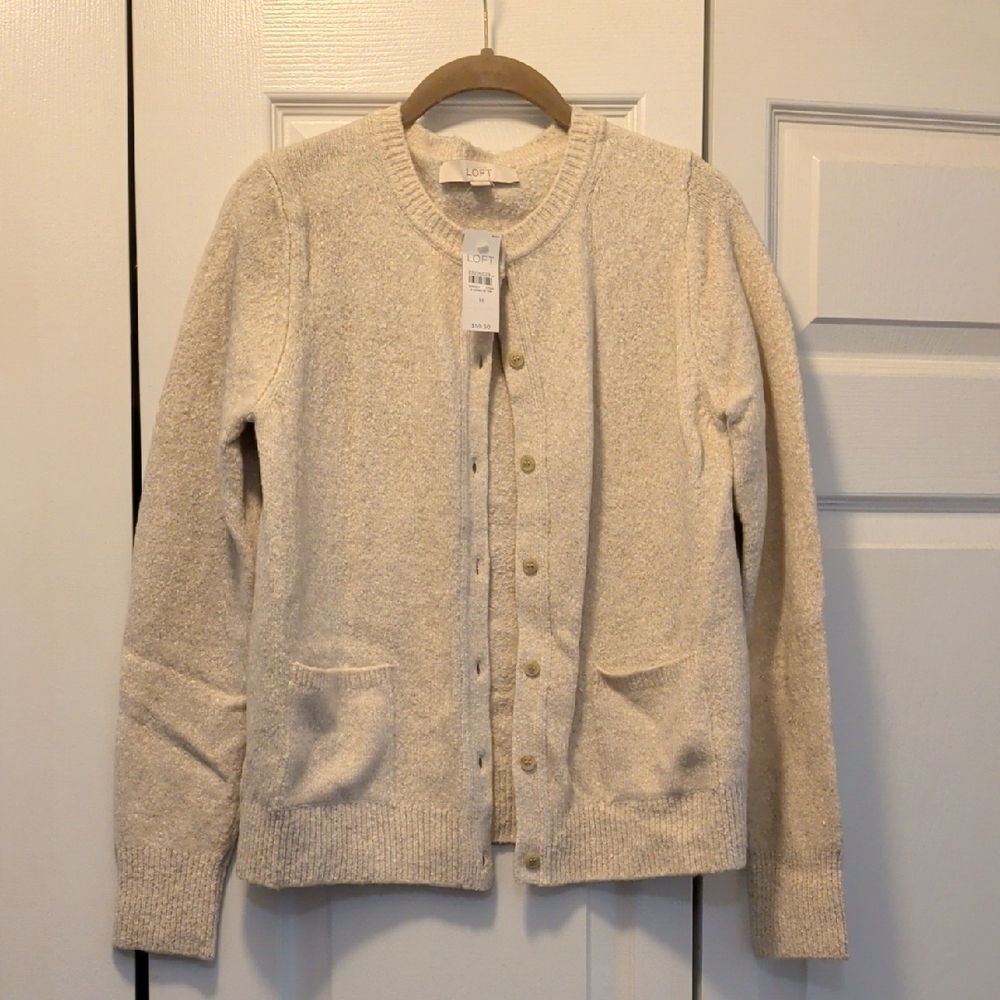 LOFT Cream Knit Cardigan